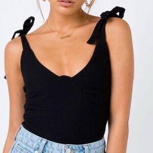 Princess Polly CLOVE TIE UP BODYSUIT Black